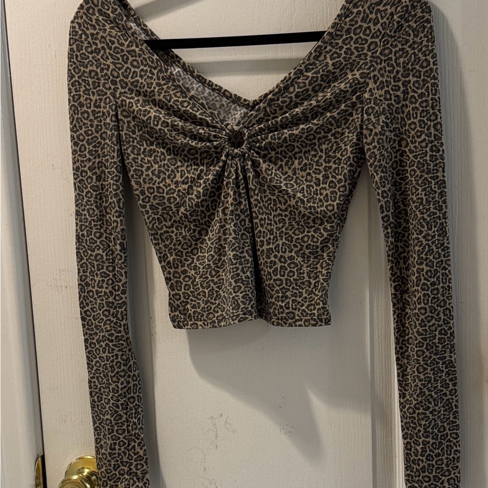 love, Fire Leopard Print Ruched Top